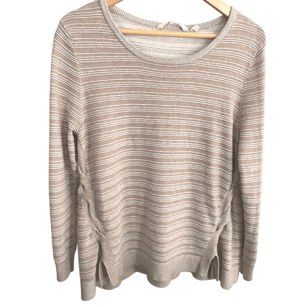 Soft Surroundings Long Sleeved Top Neutral Stripes Petite Large